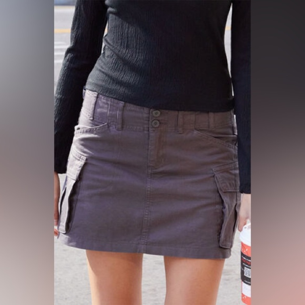 NEW W/ Tags Brandy Melville Beverly Buckle Cargo Mini Skirt faded blue John Galt